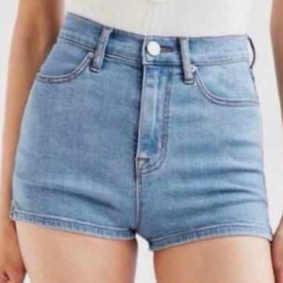 BDG Super High Rise Spade Pin Up Blue Denim Shorts Size 28 - Picture 2 of 8